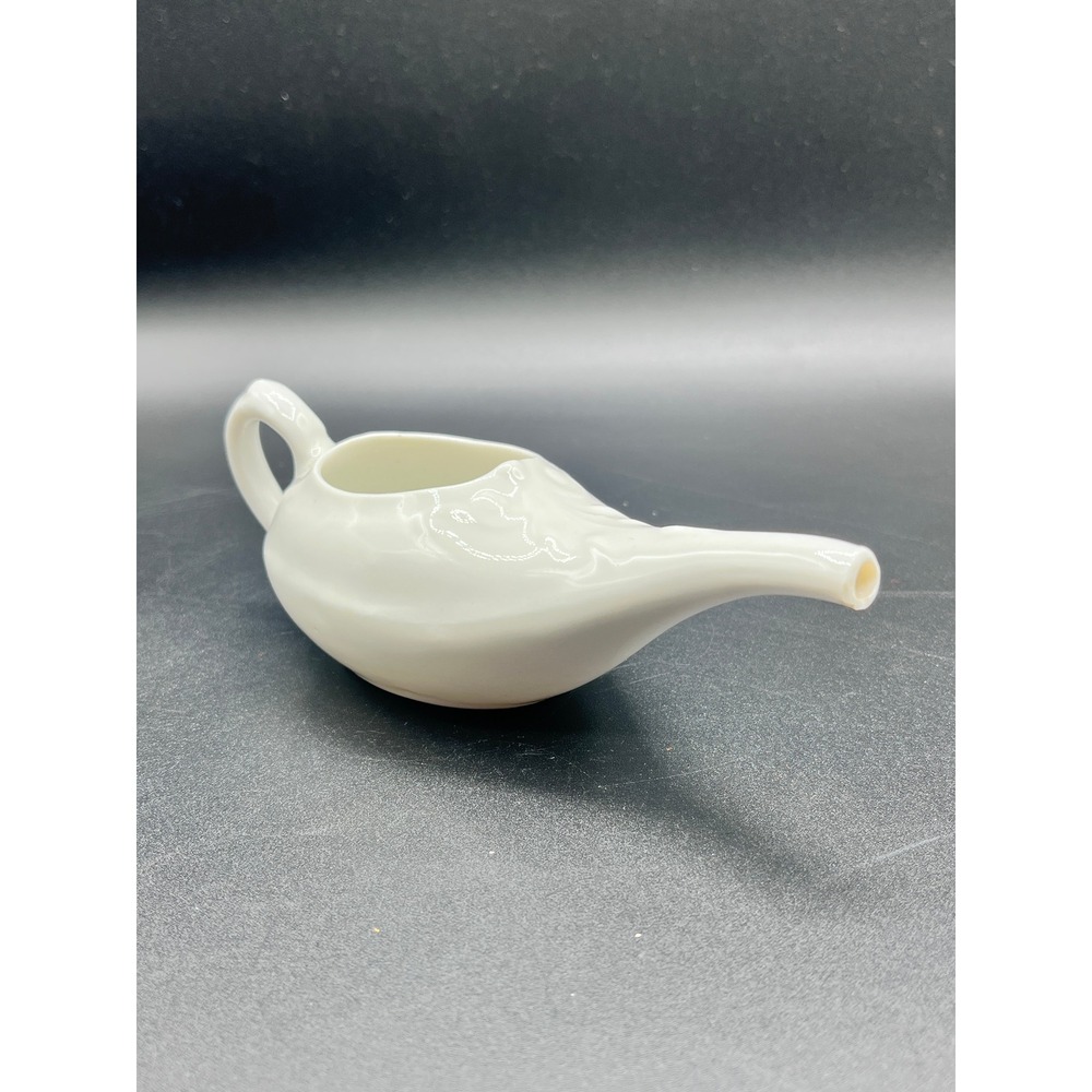 Vtg White Porcelain Ceramic Neti Pot Invalid Feeder 6.5" Long Decorative As Is